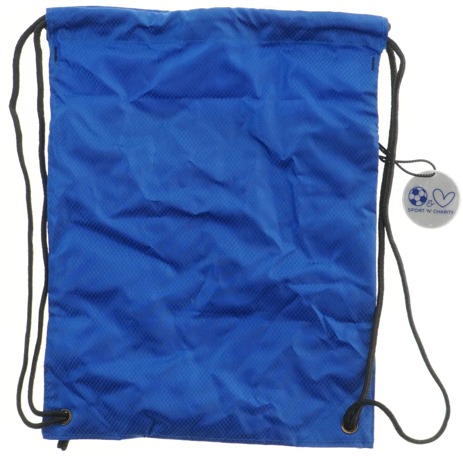 Blå gymnastiktaske med logo (str. 44x33,5 cm)