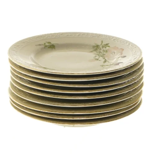 Sæt af 9 tallerkener med blomstermønster (str. 9 stk Ø 17 cm)