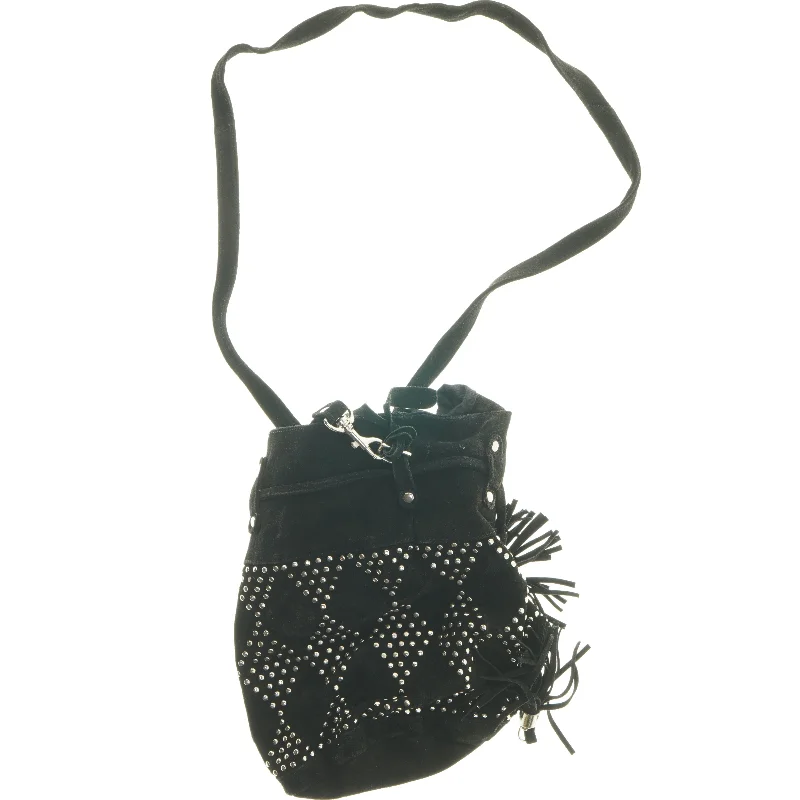 Sort skuldertaske med nitter (str. 36x28 cm)