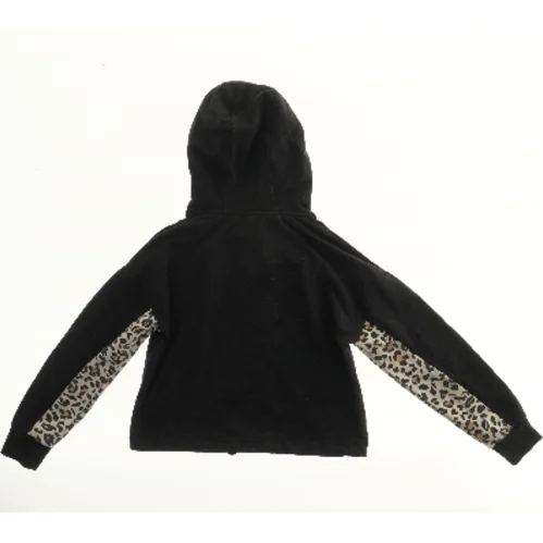 Sort hættetrøje med leopardmønster (str. 140)