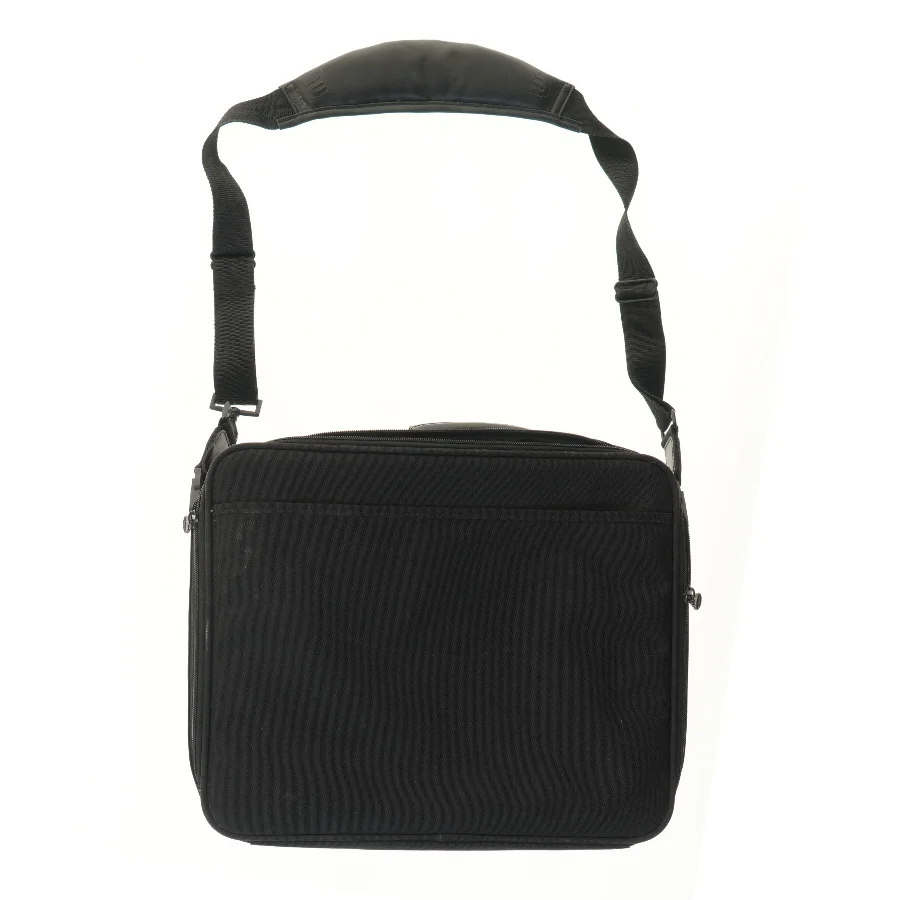 Computertaske i sort stof (str. 44,5x36,5 cm)