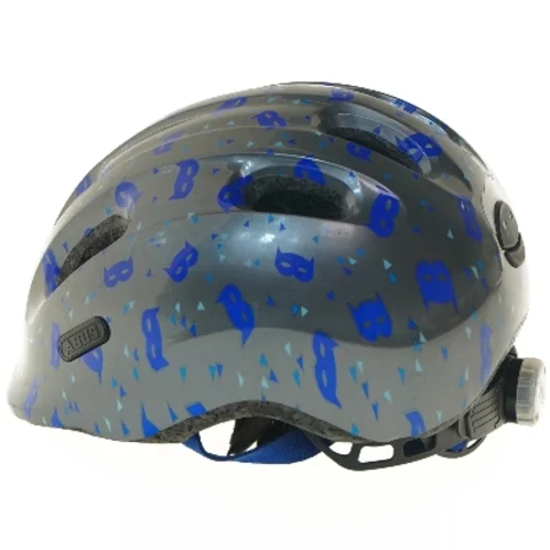 Børnehjelm med blå maskemønster fra Abus (str. størrelse 45-50, ø 18 cm)