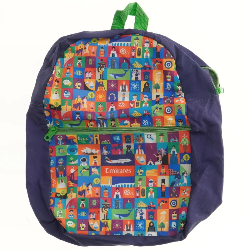 Rygsæk/god tur-taske med farverigt mønster fra Emirates (str. 38x34 cm)