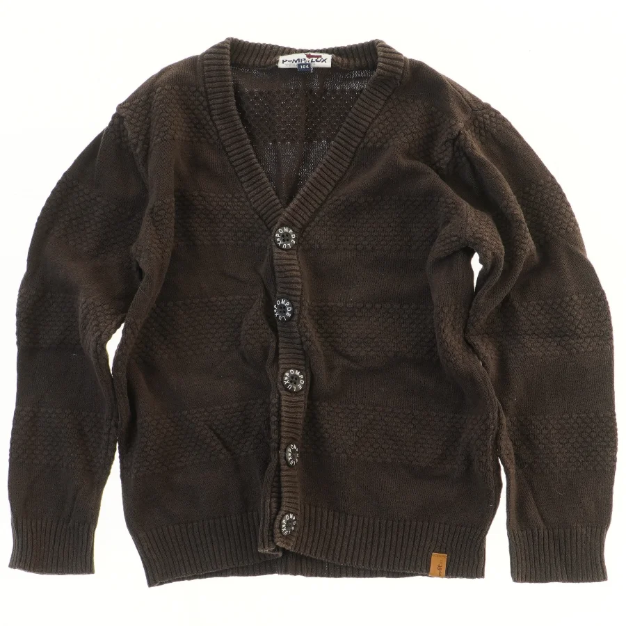 Pomp de Lux Brun cardigan med knapper og albuelapper(str. 104)