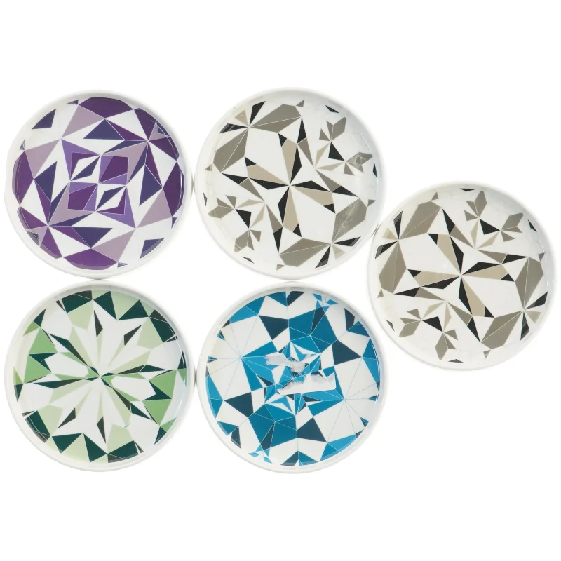 Keramiske coasters med geometrisk design fra BoConcept (str. Ø 14,5 cm)