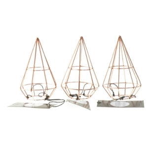 Kobberfarvede lysestager fra Bloomingville (str. 12 cm. 3 styk)