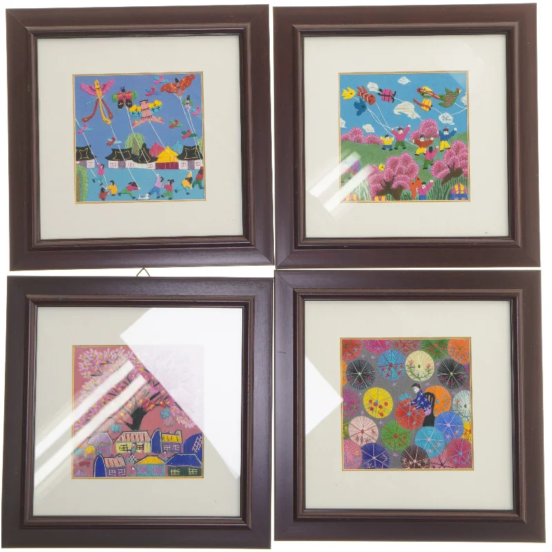 Fire indrammede billeder (str. 4 stk 24,5x24,5 cm)