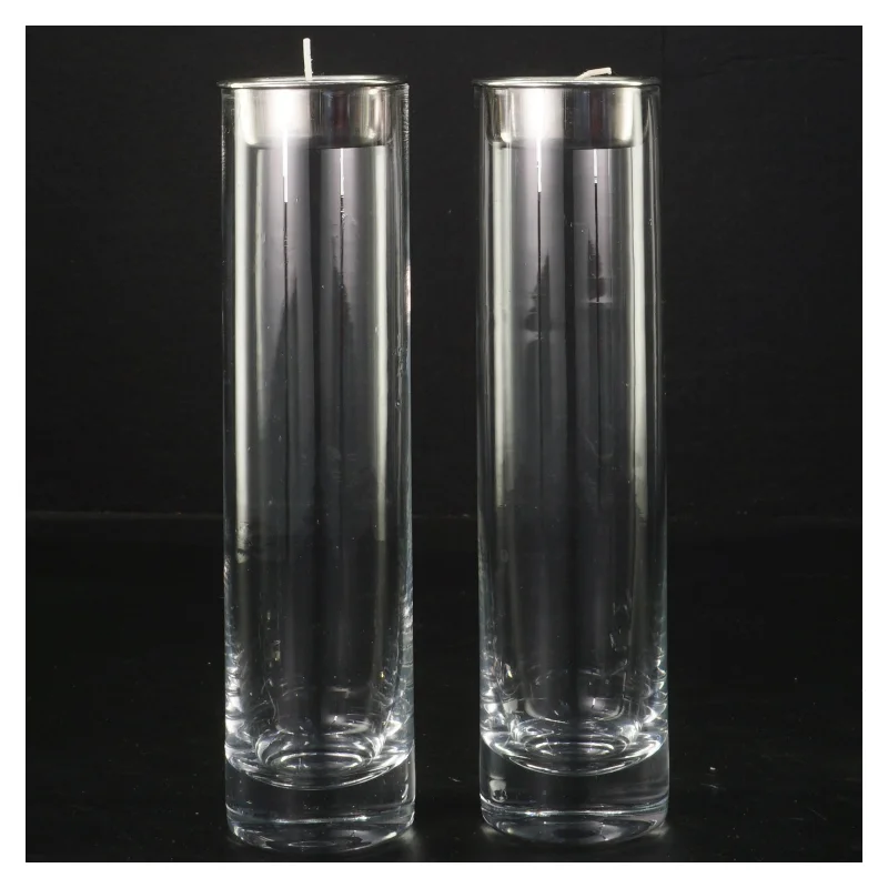 To glas lysestager (str. 19 cm)
