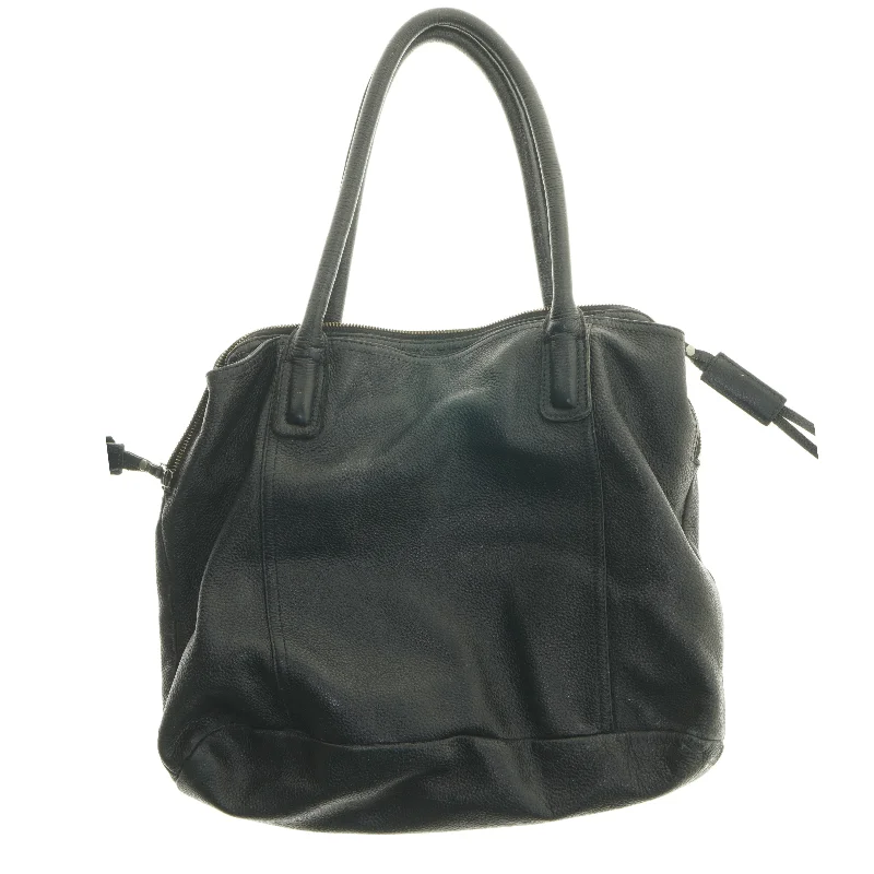 Stor sort lædertaske fra Ilse Jacobsen (str. 37x40x12 cm)