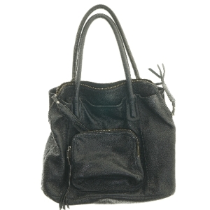 Stor sort lædertaske fra Ilse Jacobsen (str. 37x40x12 cm)