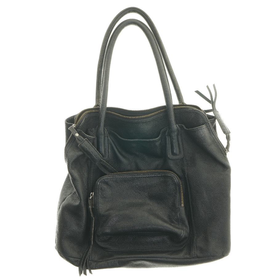 Stor sort lædertaske fra Ilse Jacobsen (str. 37x40x12 cm)