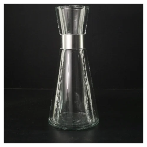 Glas karaffel med metalring fra Rosendahl (str. Ø 7,5 cm længde 25,5 cm)