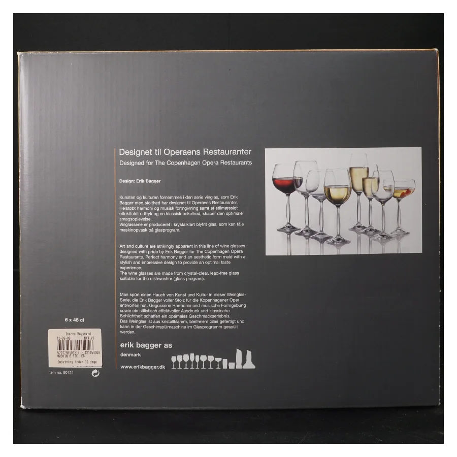 Erik Bagger vinglas, 6 stk fra Erik Bagger (str. 6 stk Ø 6,5cm længde 23,5 cm)