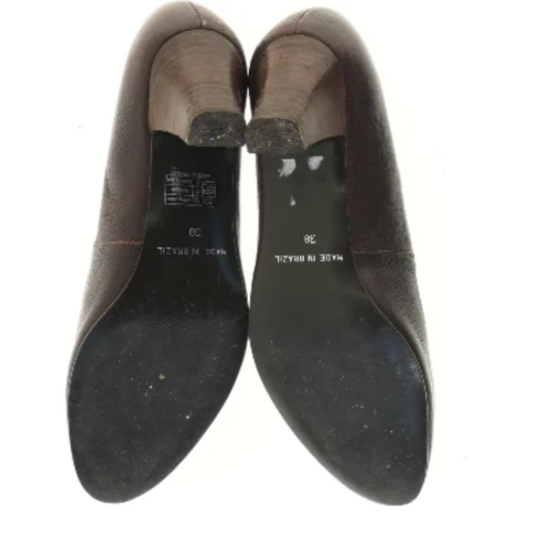 Brune lædersko med hæl (str. 38 )