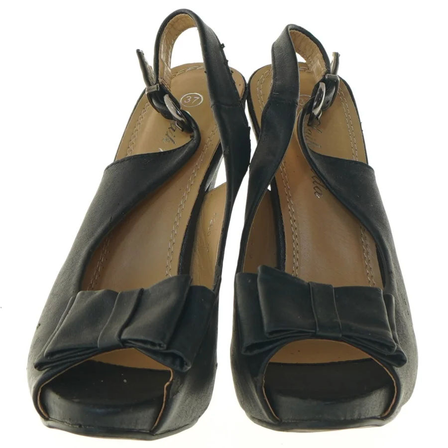 Sorte stiletter med åben tå fra Laik Moda (str. 37 )