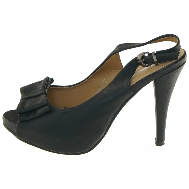 Sorte stiletter med åben tå fra Laik Moda (str. 37 )