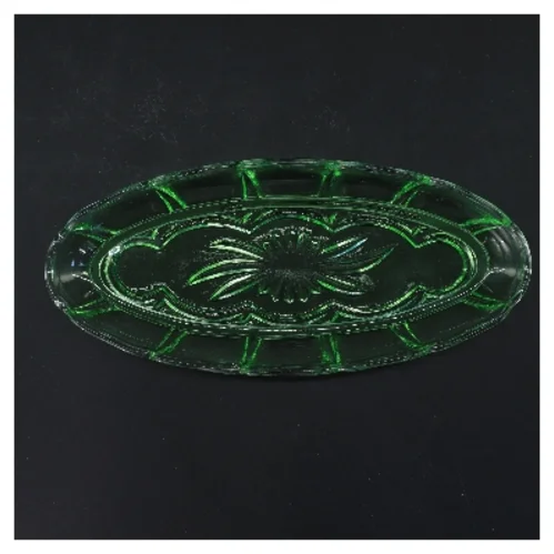 Grøn glasfad (str. 27 cm)