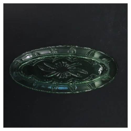 Grøn glasfad (str. 27 cm)