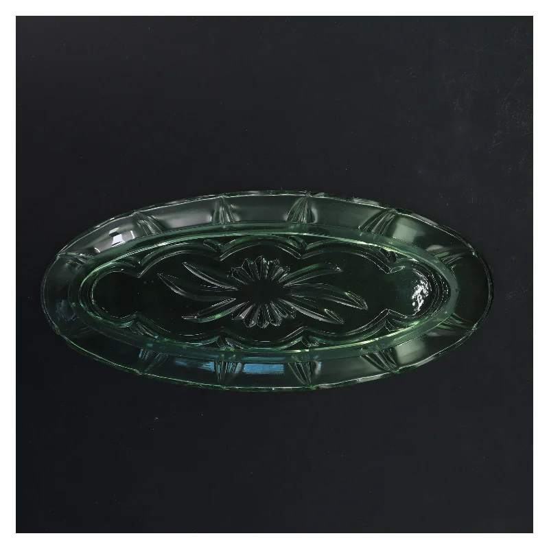 Grøn glasfad (str. 27 cm)