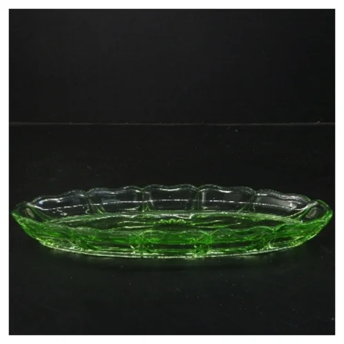 Grøn glasfad (str. 27 cm)