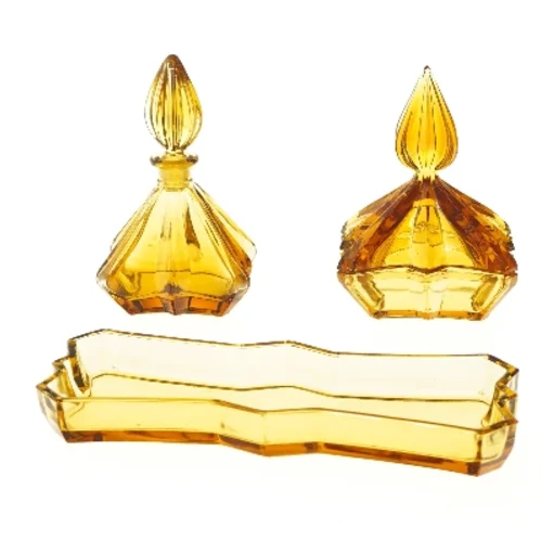 Vintage Decanter set in amber glass (str. 22x8 cm)