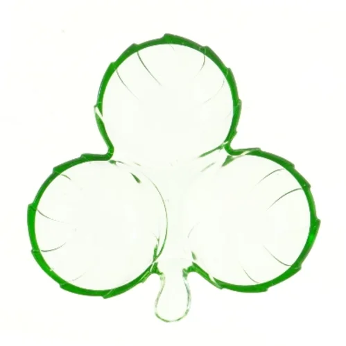 Grøn glasfade, tre sektioner (str. 21,5x22 cm)