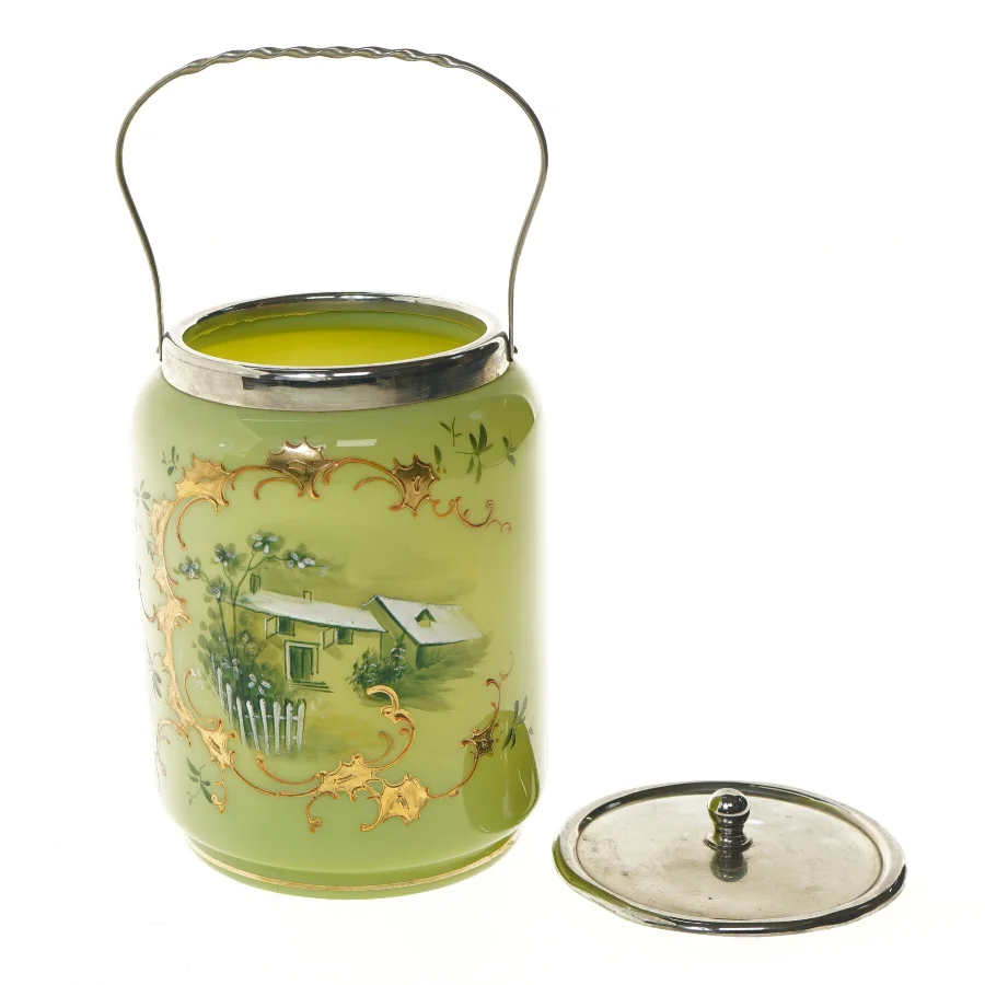 Vintage kagedåse med håndtag (str. 17,5 cm)