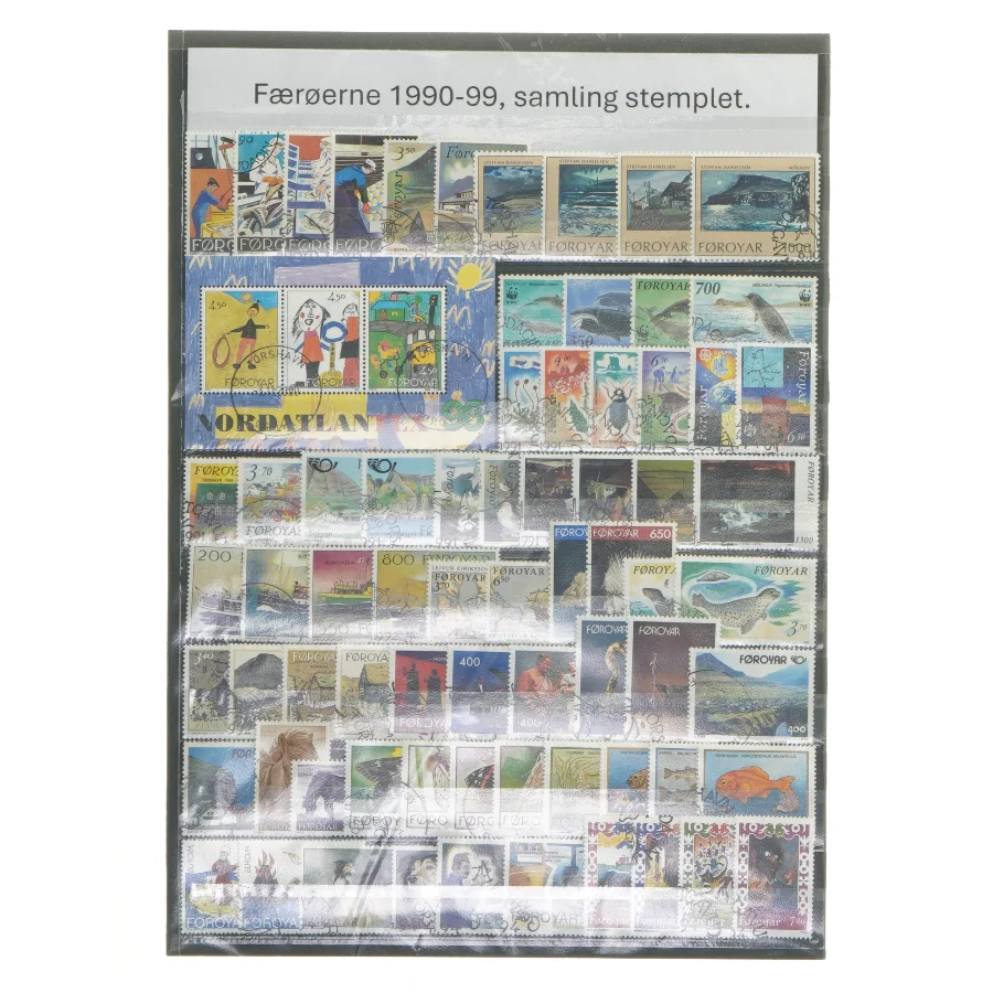 Frimærkesamling fra Færøerne 1990-99 stemplet