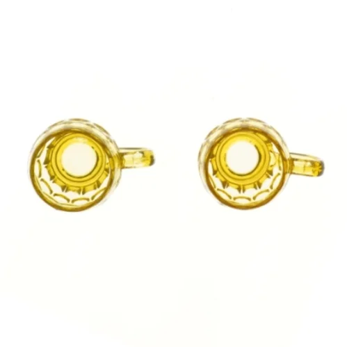 Retro ølkrus i gult glas (str. 2 stk Ø 8,5 cm højde 9 cm)