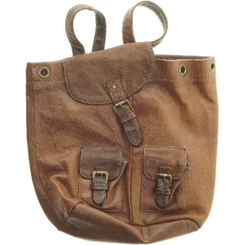 Brun læderrygsæk (str. 35x35 cm)