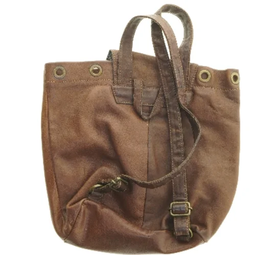 Brun læderrygsæk (str. 35x35 cm)