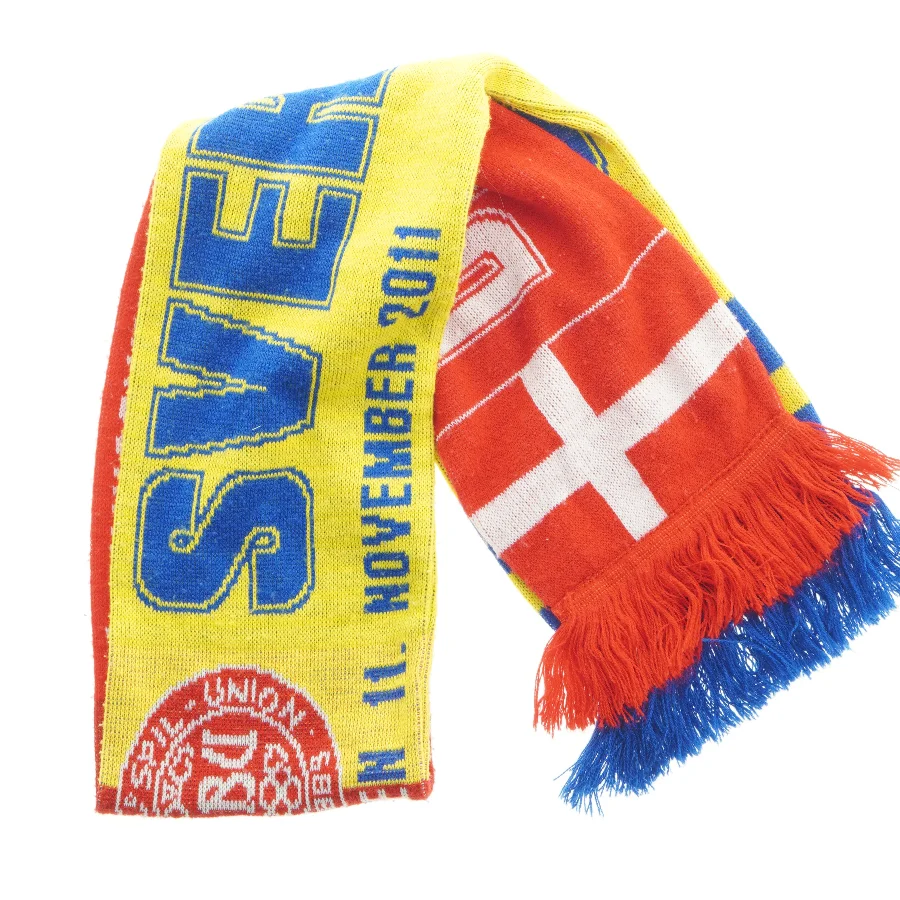 Vintage fodboldtørklæde Danmark-Sverige (str. 130x15 cm)
