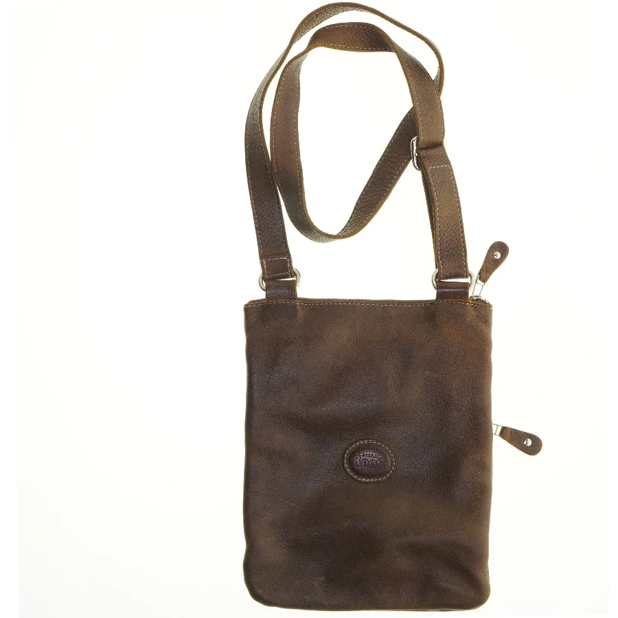 Brun læder skuldertaske fra Roots (str. 27x22 cm)