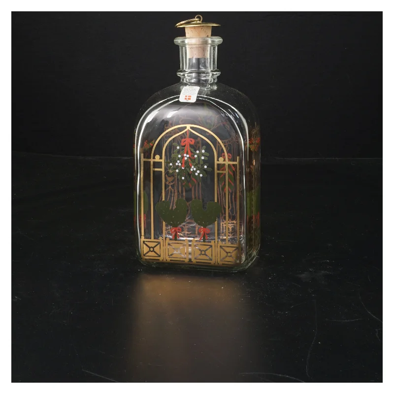 Glasflaske med motiv fra Holmegaard (str. 20x9x7 cm)