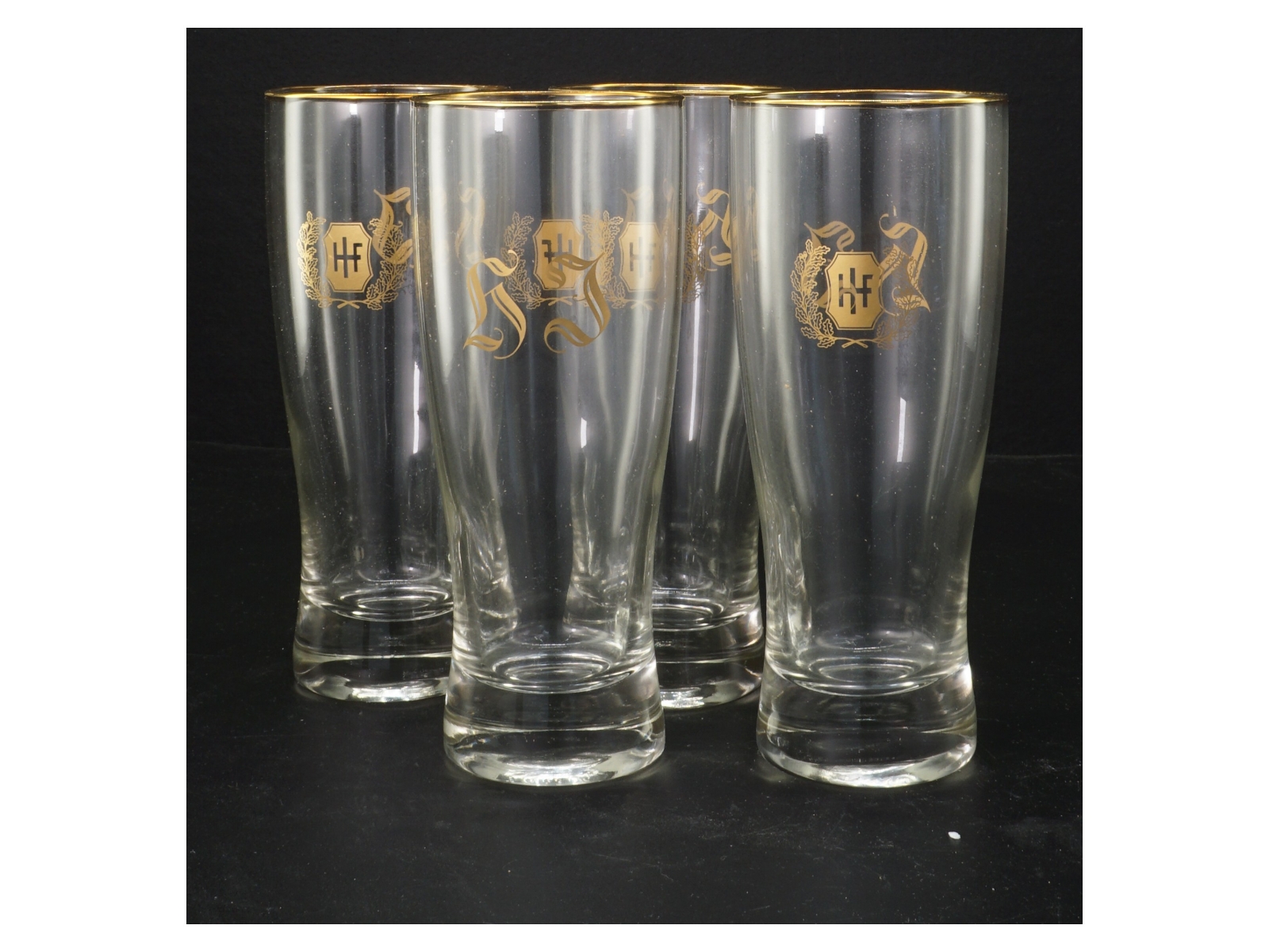 Ølglas med guldkant (str. 17 cm)