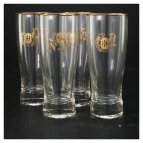 Ølglas med guldkant (str. 17 cm)