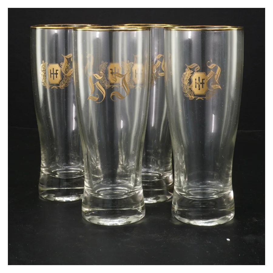 Ølglas med guldkant (str. 17 cm)