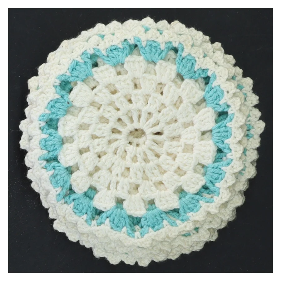 Hæklet bordskåner sæt (str. Ø 11 cm)