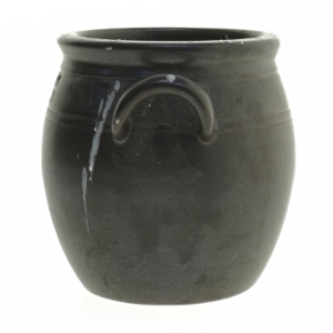 Keramisk krukke med hanke fra Höganäs (str. Ø. 11,5 cm. længde. 13 cm)