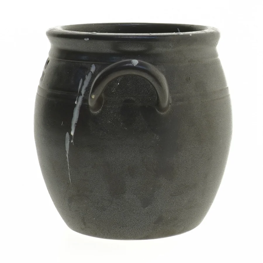 Keramisk krukke med hanke fra Höganäs (str. Ø. 11,5 cm. længde. 13 cm)