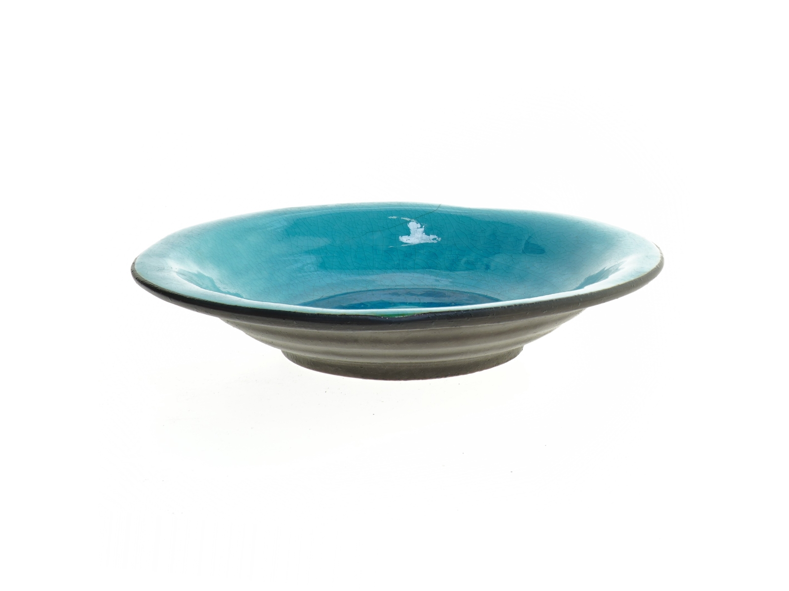 Blåt keramisk fad (str. Ø 25 cm)