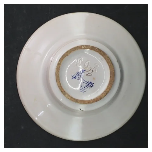 Håndmalet fajance tallerken fra Hedebo (str. Ø. 15 cm)