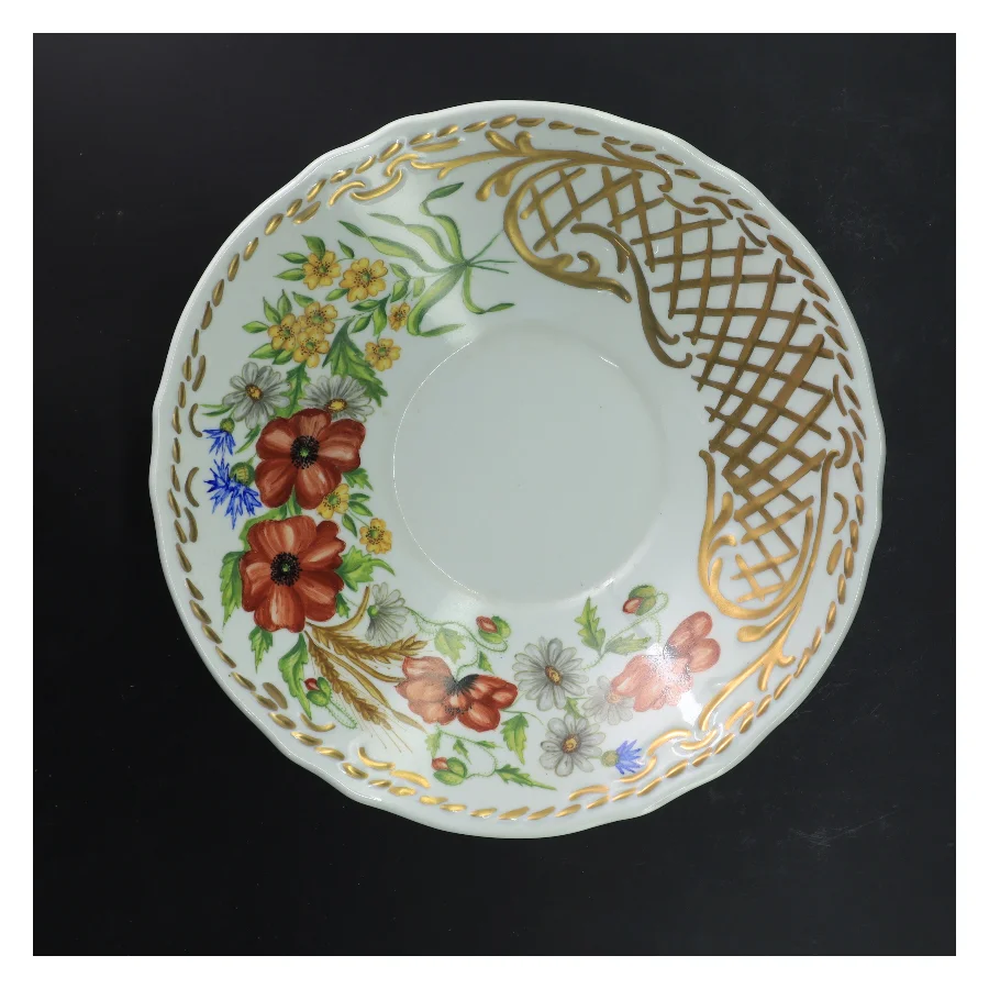 Dekorativ skål med blomstermotiv (str. Ø 26 cm)