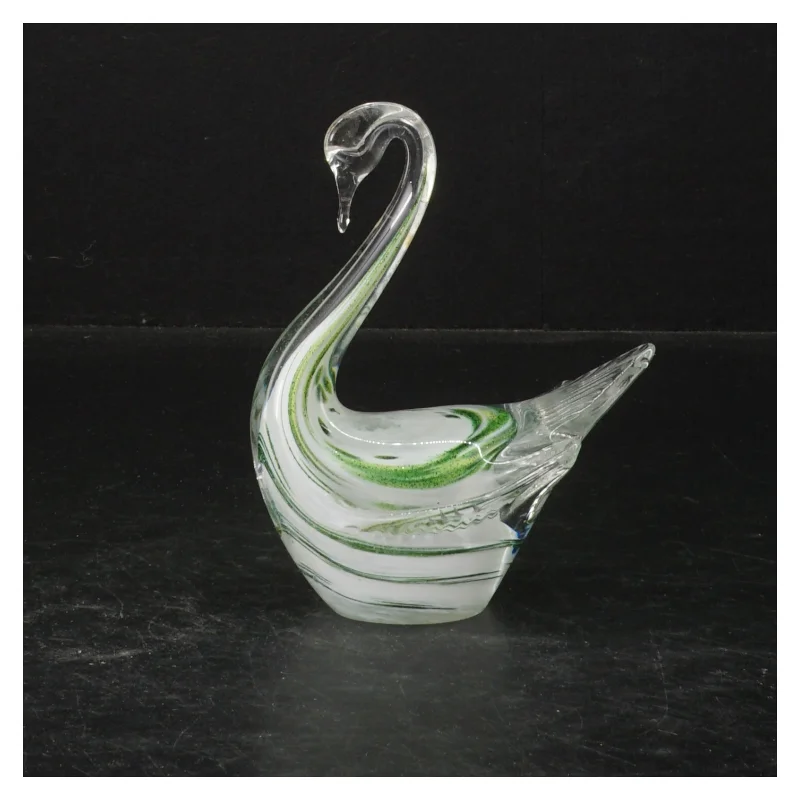 Glasfigur af en svane (str. 12,5 cm)