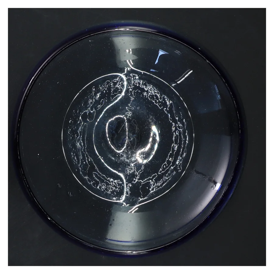 Blå glasskål (str. Ø 16x5 cm)