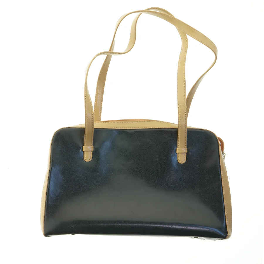 Sort og beige skuldertaske (str. 35x24 cm)