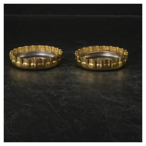 Messinglysestage i flasketop design fra Georg Jensen (str. Ø 7 cm. 2 styk)