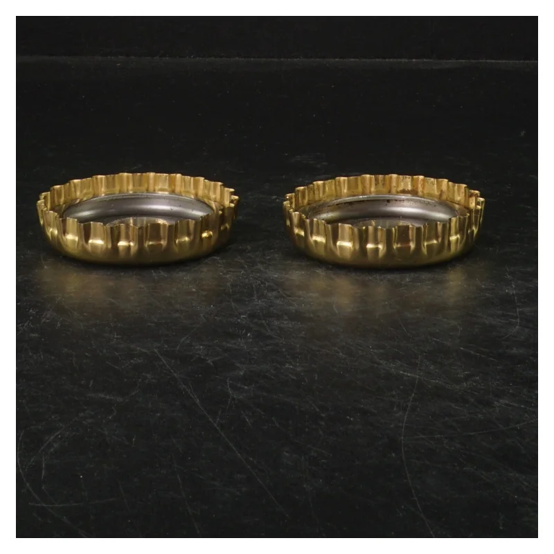 Messinglysestage i flasketop design fra Georg Jensen (str. Ø 7 cm. 2 styk)