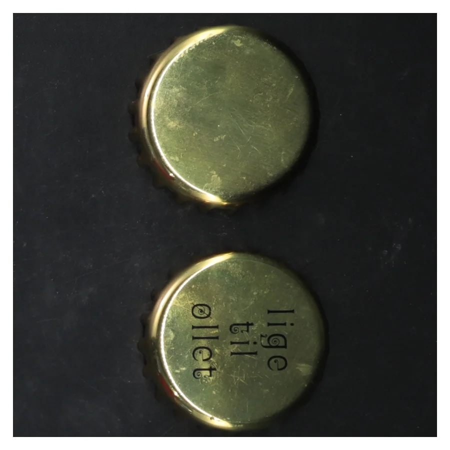 Messinglysestage i flasketop design fra Georg Jensen (str. Ø 7 cm. 2 styk)