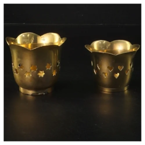 Lysestager i messing (str. 7x8&5,5x7 cm)